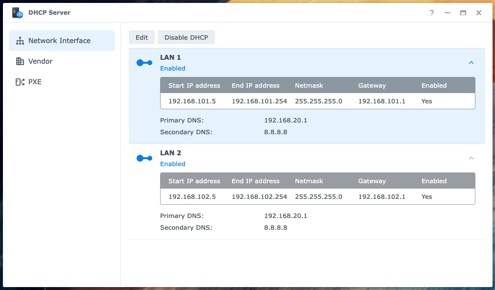 DHCP Network Interface