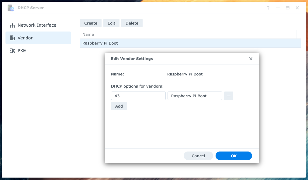 dhcp-vendor-settings
