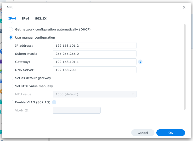Network Interface Manual Configuration